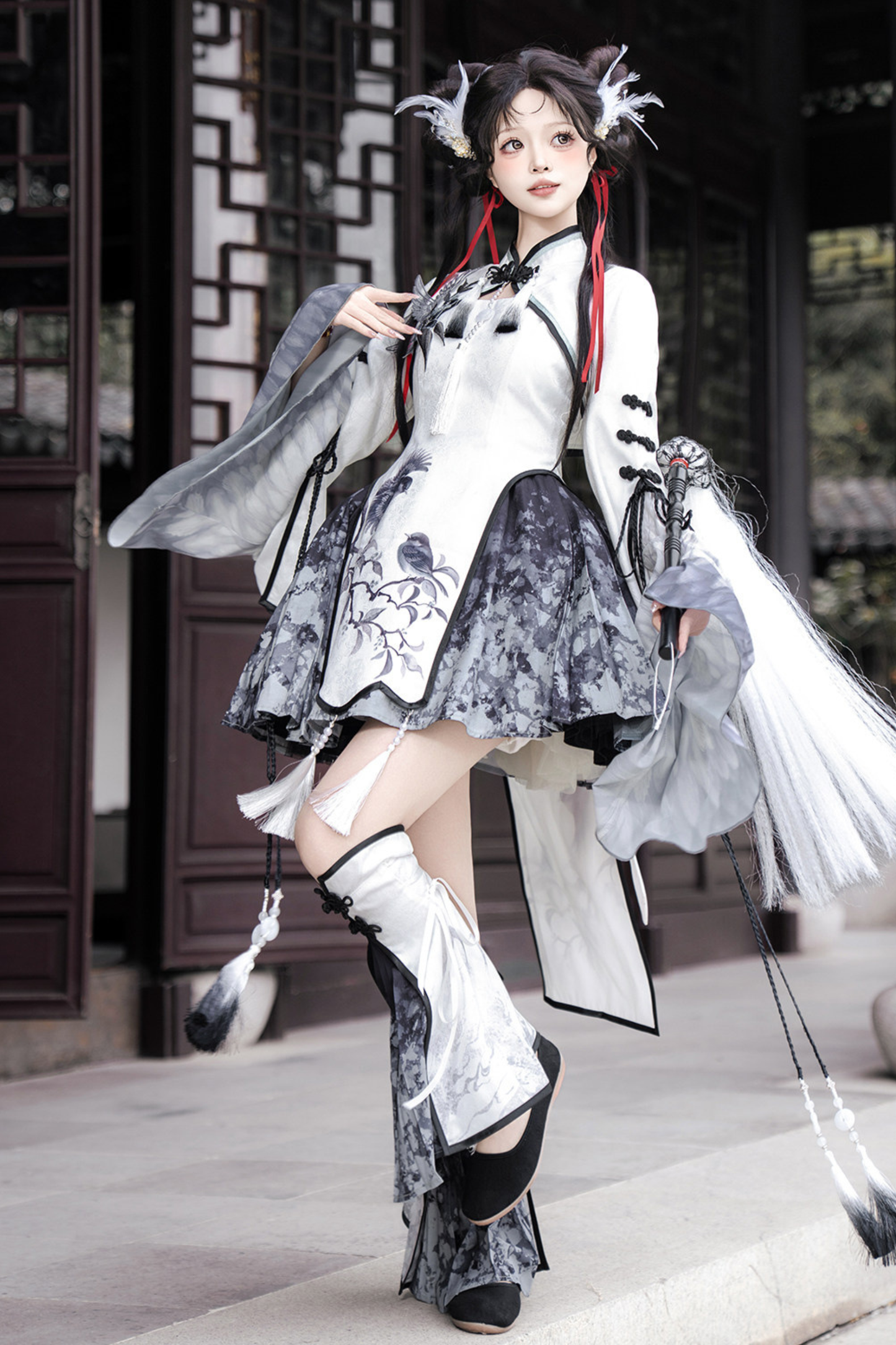 ダークチャイナドレス+ビッグスリーブケープ+チャイナトップス+スカート+キャミソールドレス+レッグウォーマー