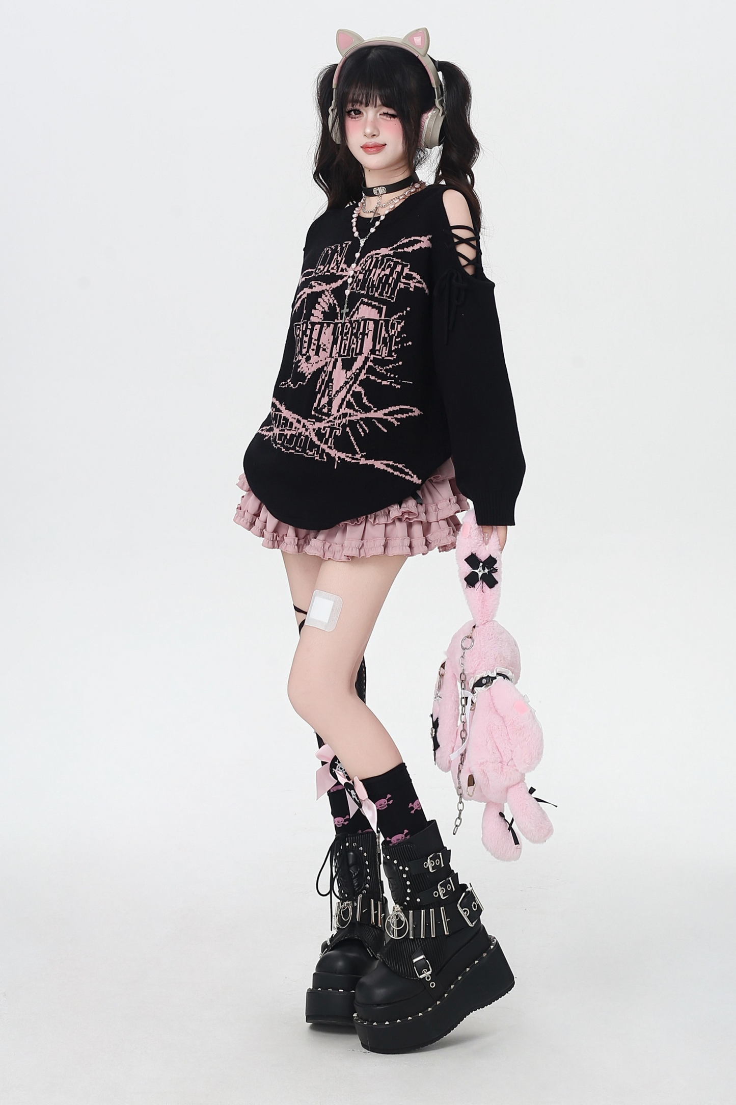 サブカルチャーロックガールルーズトップス