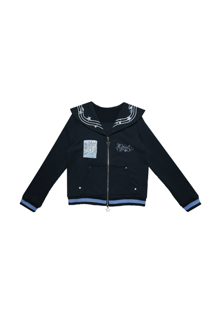 Polka Dot Embroidery Sailor Jacket