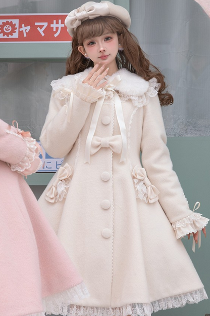 Ribbon Girly Lace Flare Coat + Frilled Cape