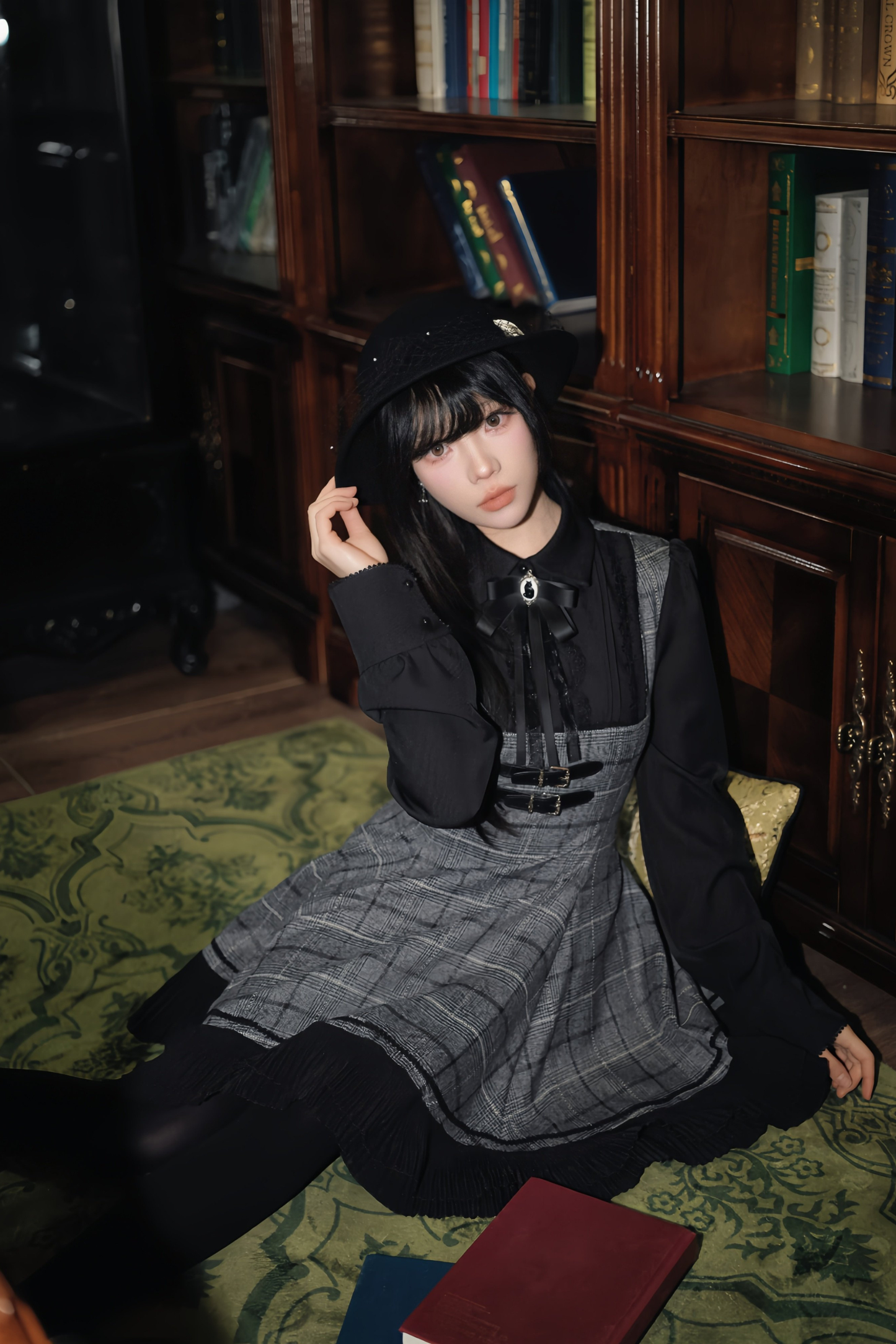 チェックベルトフレアドレス