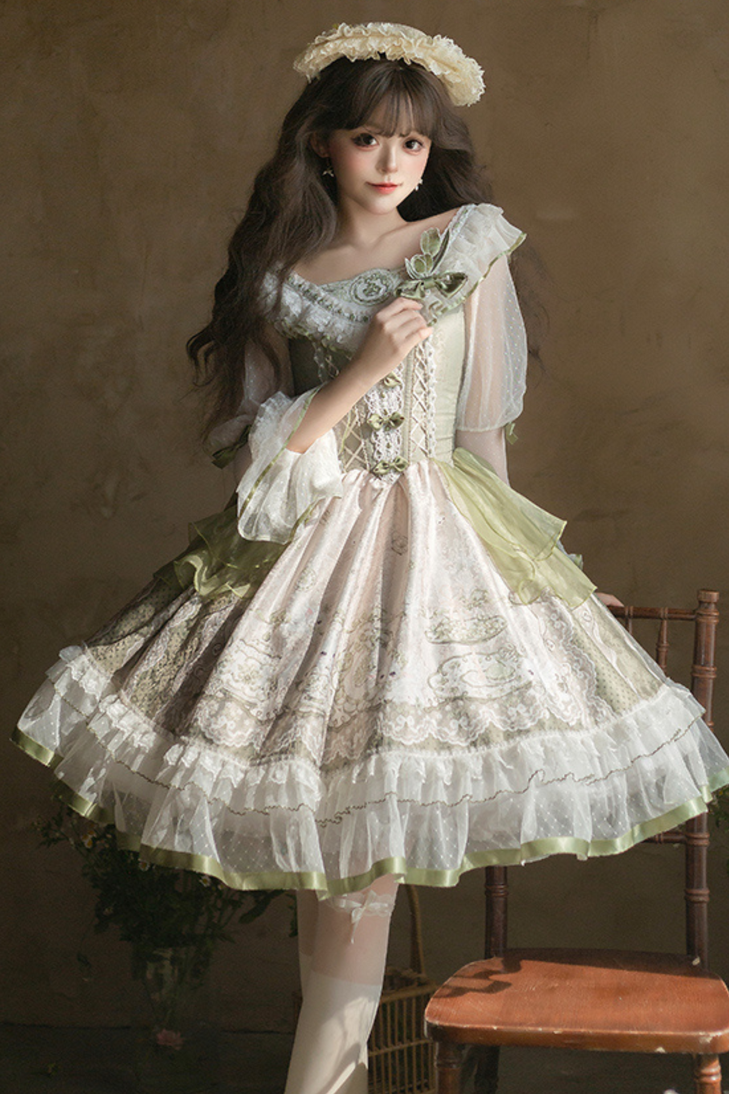 [Reservations] Fresh Green Print Kula Lolita Dress + Brooch