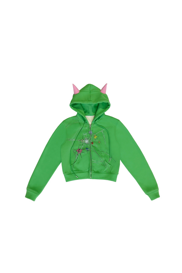 デビルクラックル ポインテッドショートフードスウェット