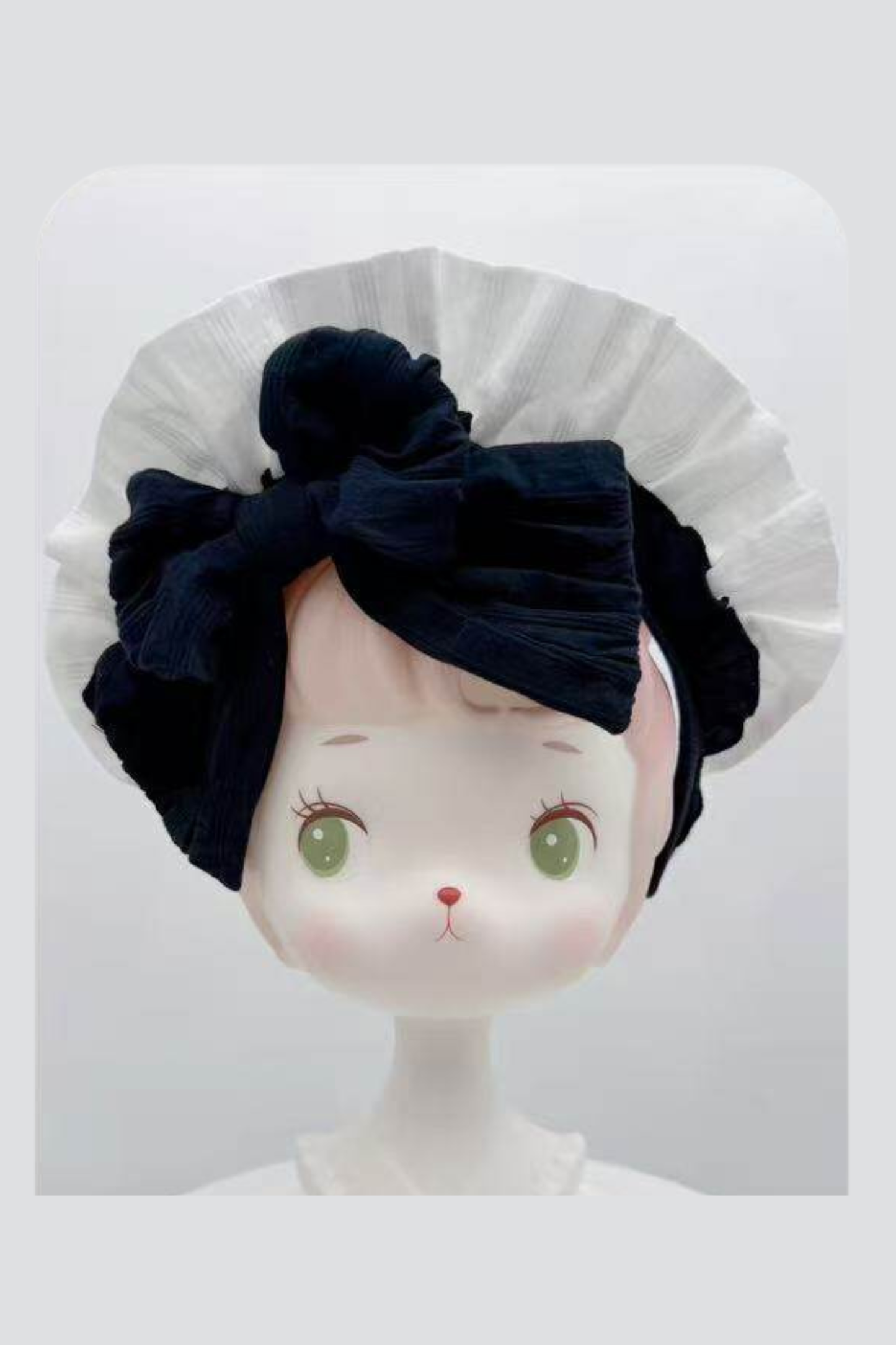 モノクロドールロリータドレス+カチューシャ+ボンネット+クリップ