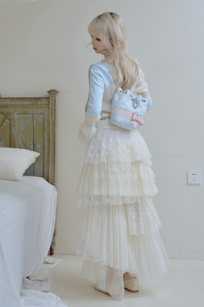 フローラルフラワーキルティングチェーンバケットバッグ