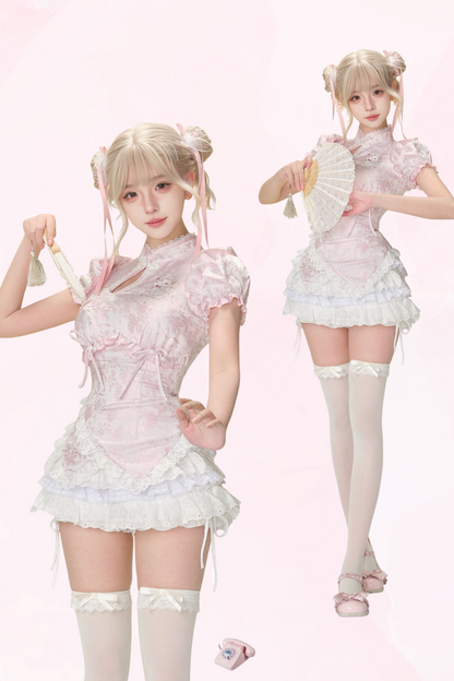 ピンクバニーココナッツトップ＆ホワイトケーキスカート