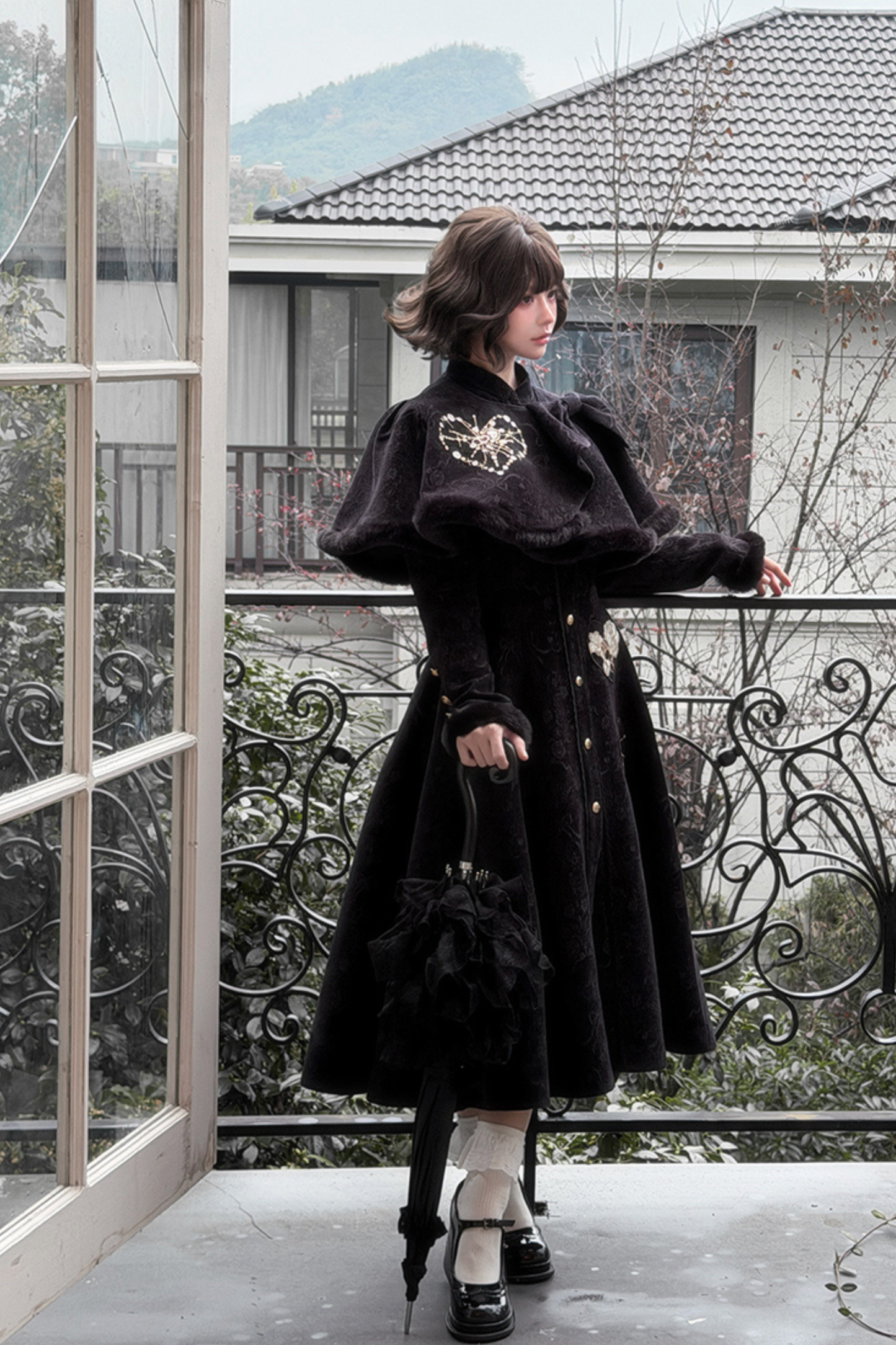 クラシックダークロングコート+ケープ