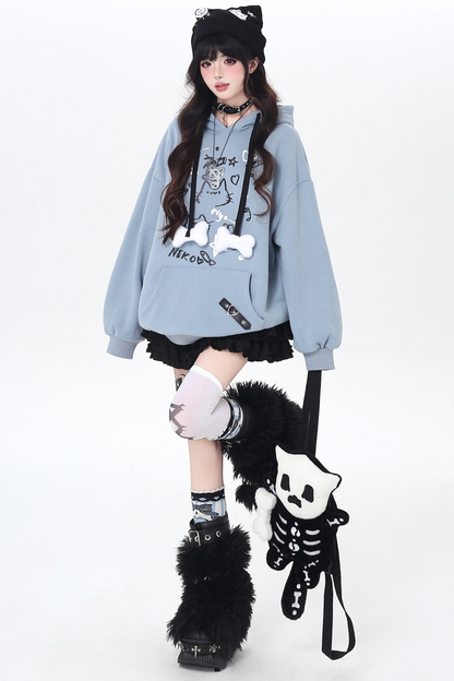 Cat Graffiti Fleece Hoodie