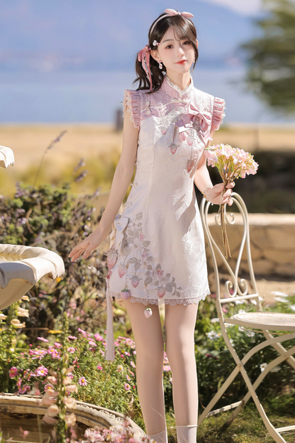 ストロベリースイートチャイナノースリーブドレス