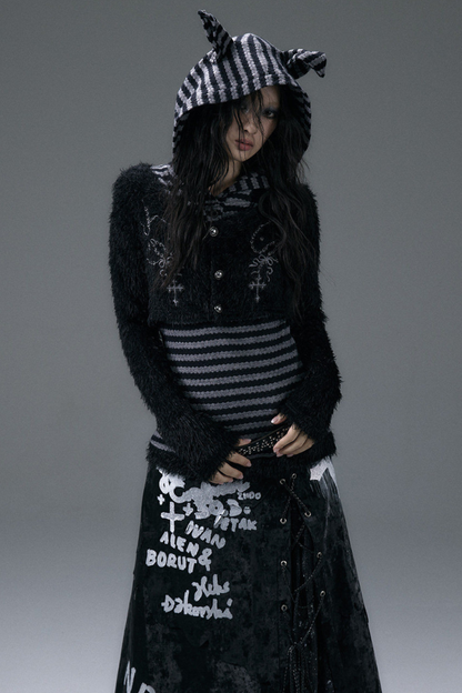 Gestreiftes Tier-Kapuzenoberteil