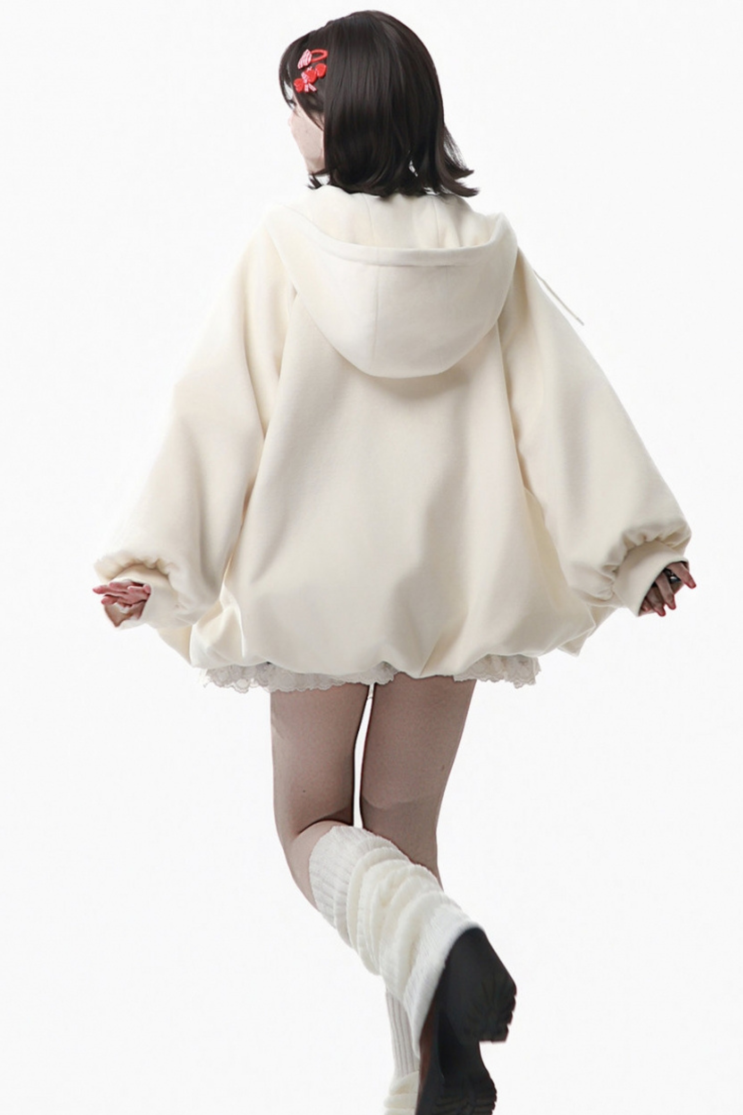 アップルブラックティーフリースコート+フーディー+ロングスカート+ショートスカート+フードマフラー