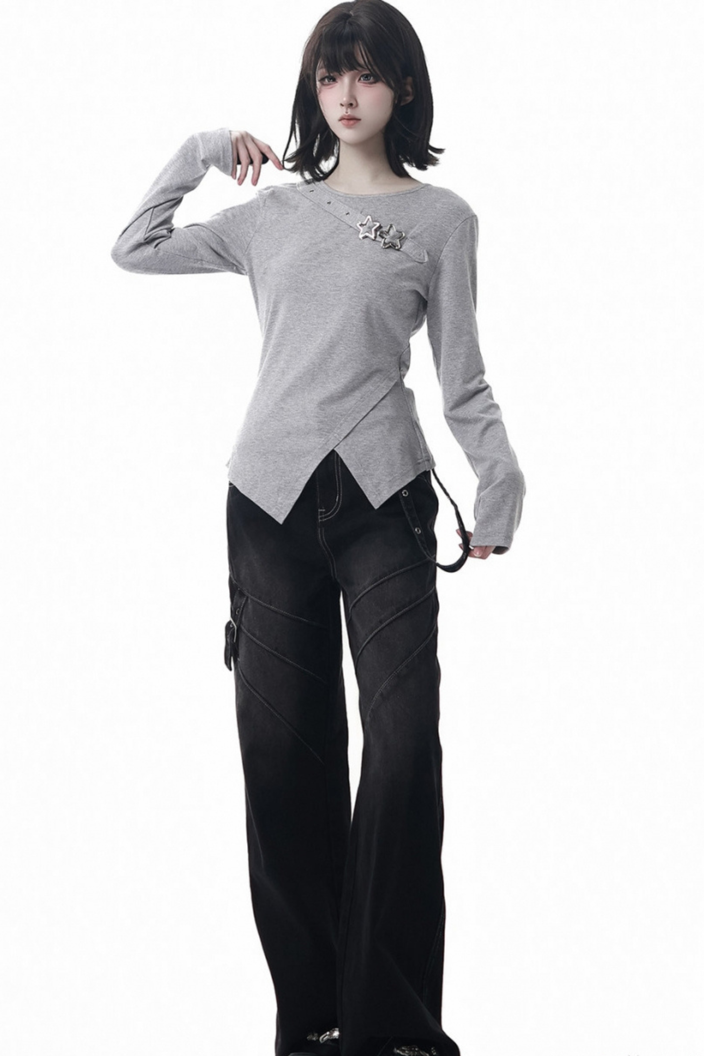 スリットロングスリーブトップス