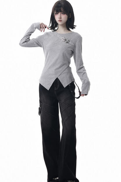 スリットロングスリーブトップス