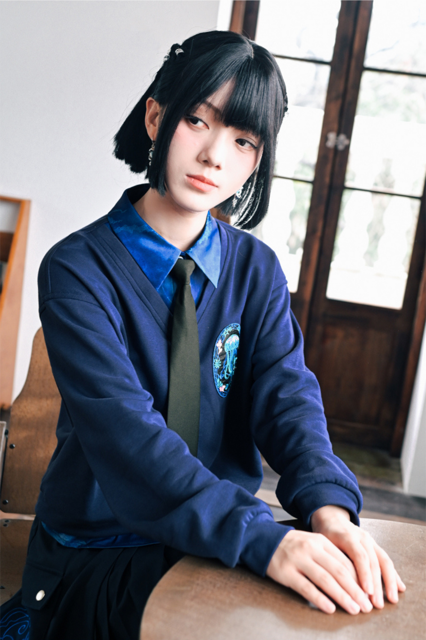 Faux Two-piece College Tops