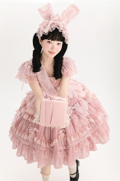 【6月20日予約締切】ピンク/ブルースイートラビットリボンフェアリープリンセスシリーズアクセサリー（うさ耳ヘアバンド・サッシュ）