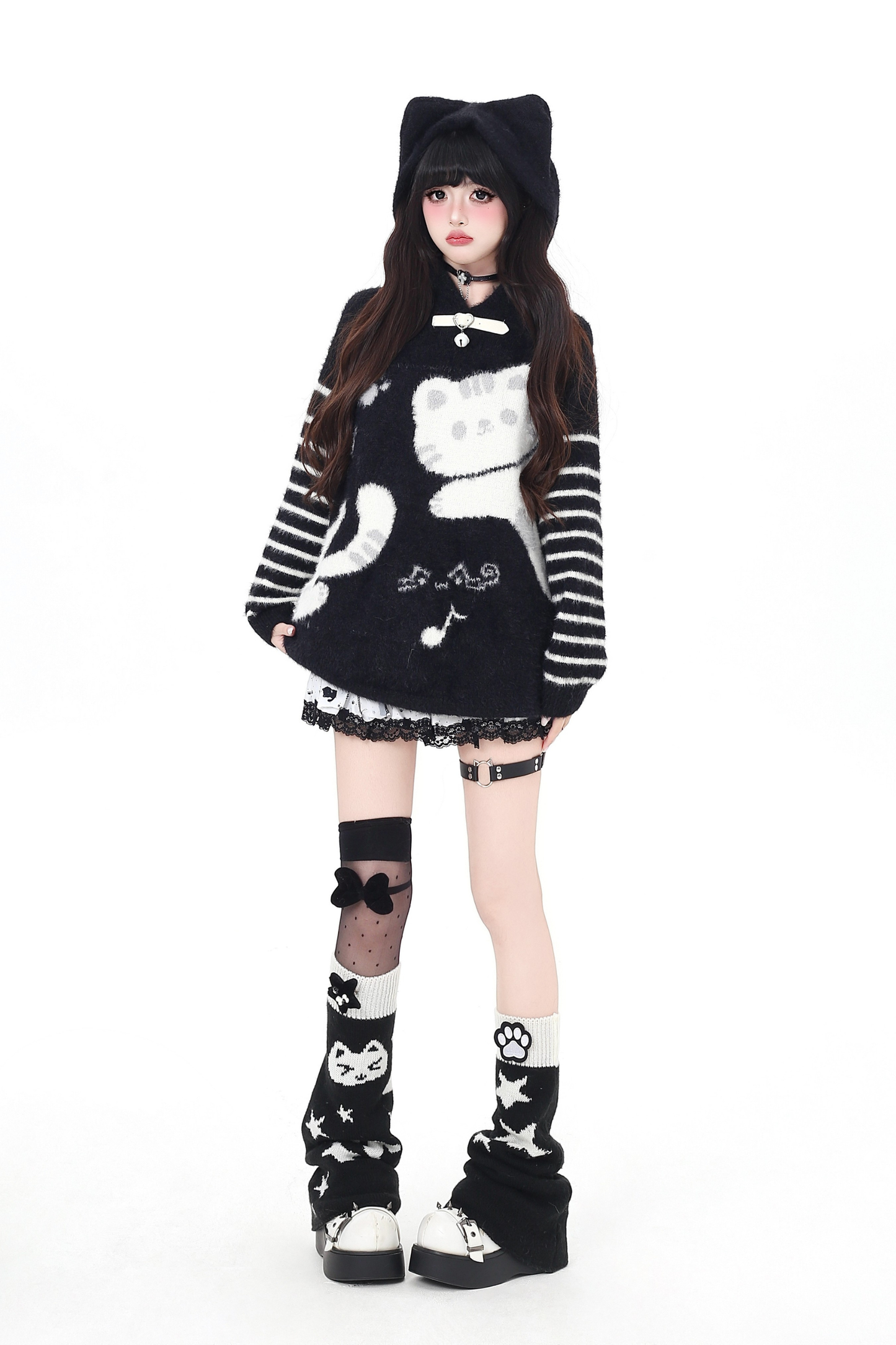 Striped Cat Loose Tops