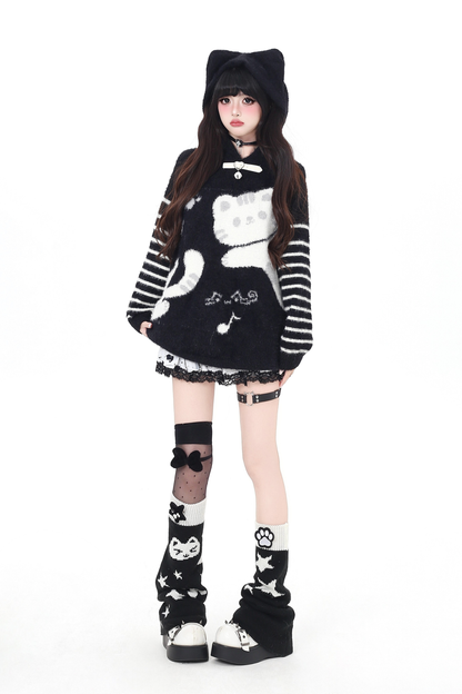 Striped Cat Loose Tops