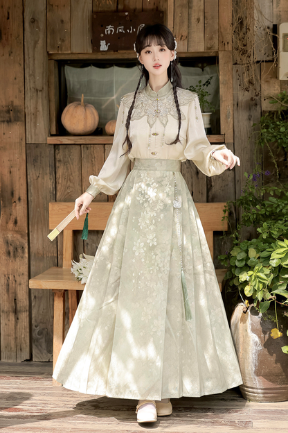 Jasmine Rain Long Sleeve Shirt + Elegant Skirt