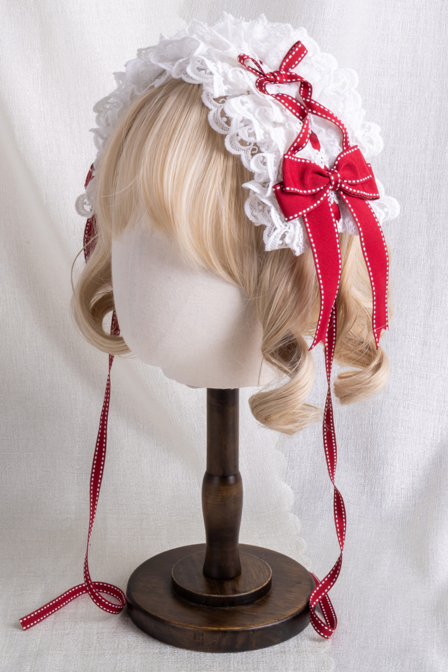 レースステッチロリータヘアバンド+ハットクリップ