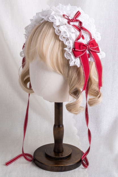 レースステッチロリータヘアバンド+ハットクリップ