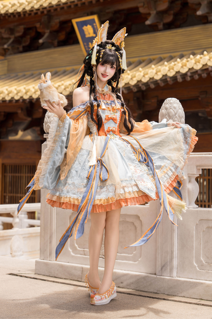 翡翠兔洛丽塔连衣裙+发箍+吊坠