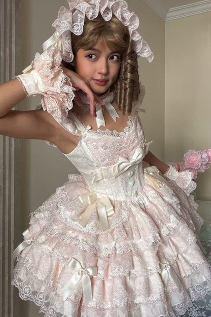 【予約商品】プリンセスバレエケーキロリータドレス+ヘアバンド+ネックレス+スリーブ+テール
