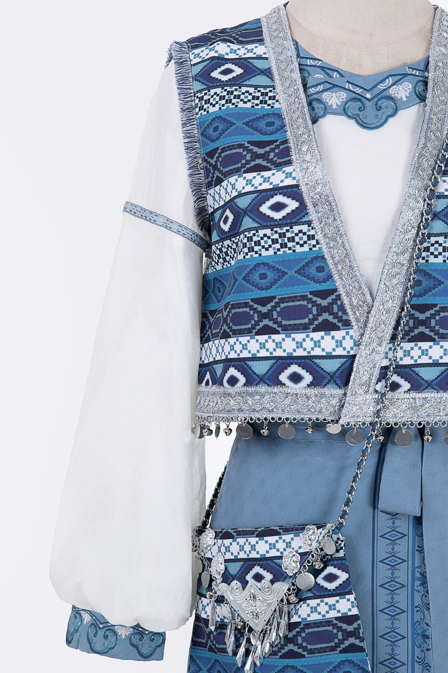 Weiyan Hulan ethnic vest + top + skirt + shoulder bag