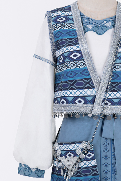 Weiyan Hulan ethnic vest + top + skirt + shoulder bag