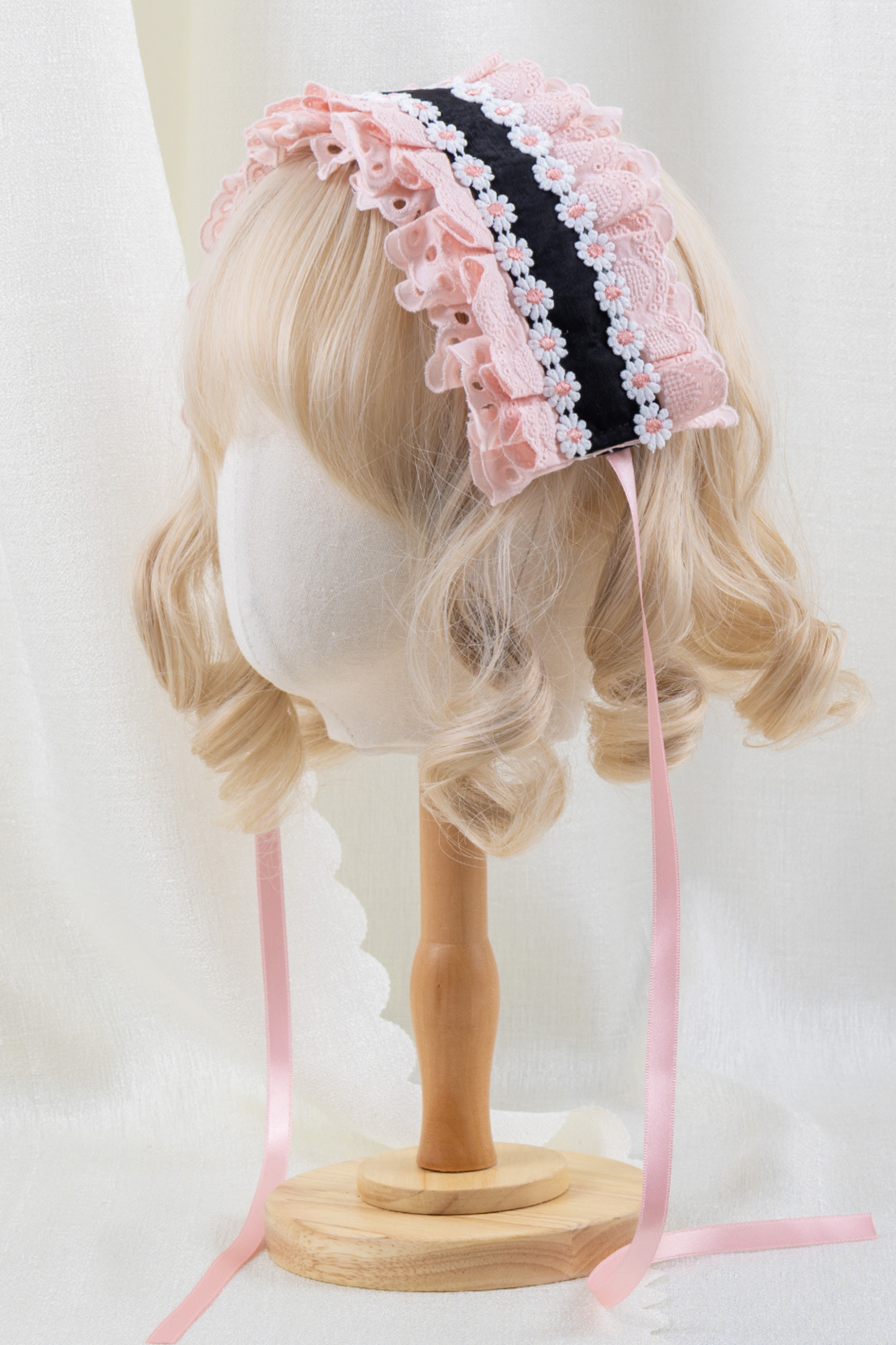 フリルリボンボンネット+ヘアバンド
