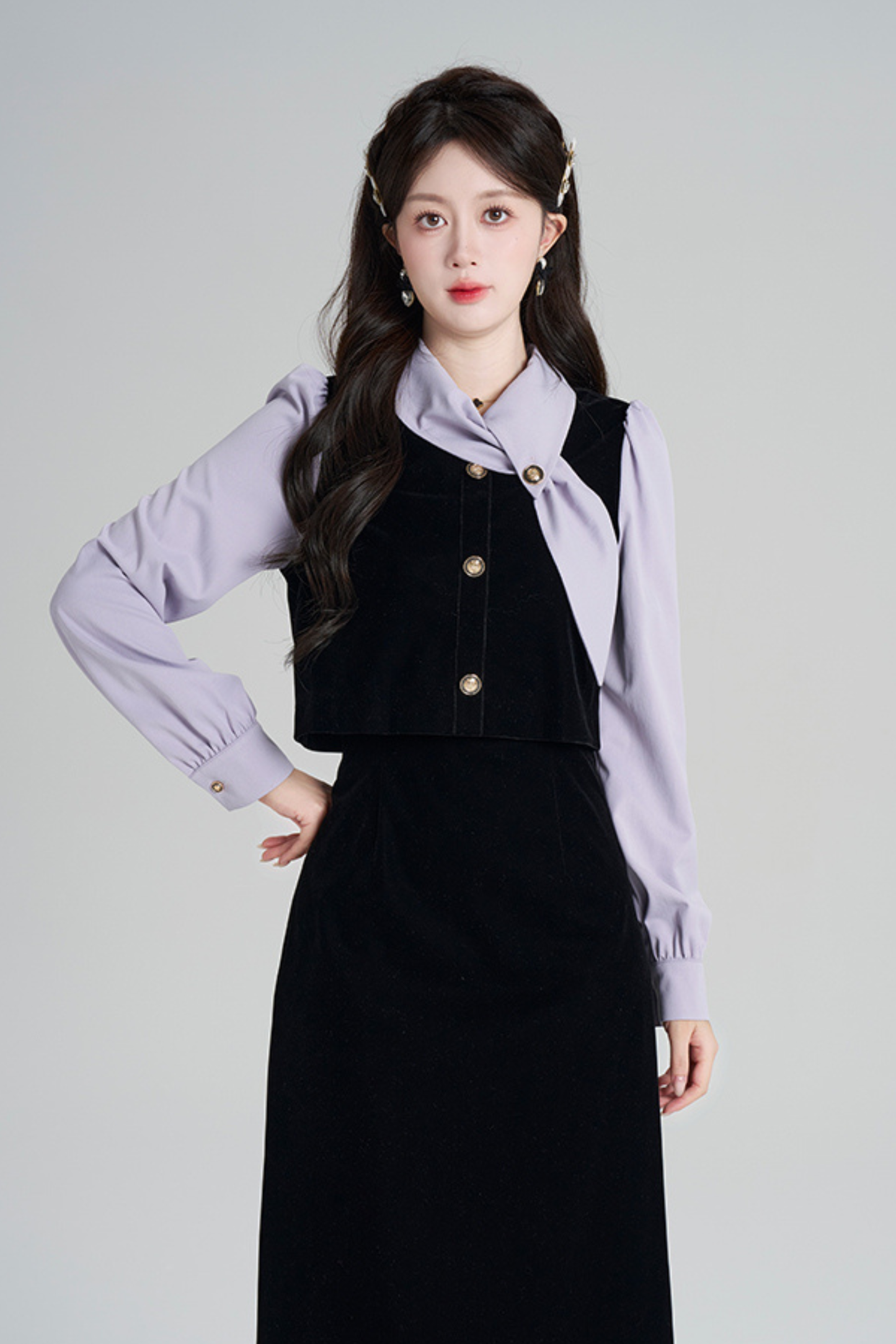 フレンチコントラストレトロドレス