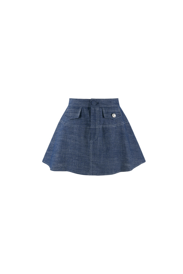 Chemise bustier à carreaux + jupe en jean