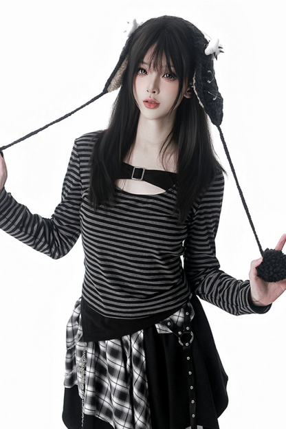 ファーボールファーフードジャケット+トップス+スカート