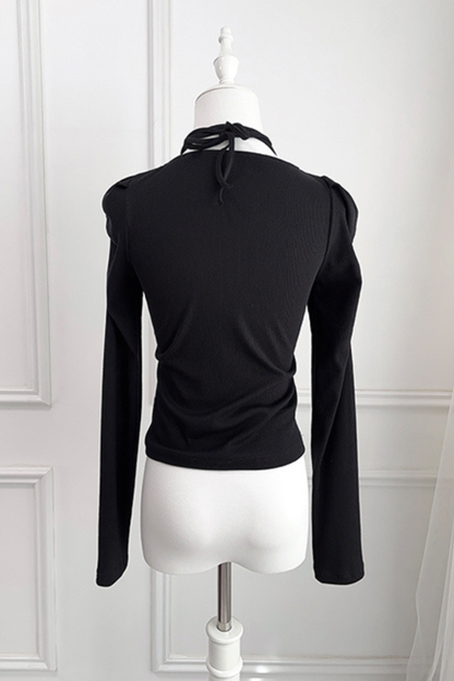 Ribbon Strap Knit Top