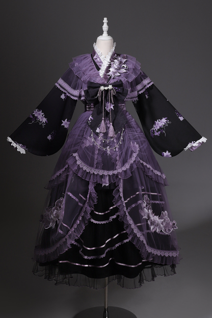 ダークチャイナクロスカラードレス+オーバードレス+スカート