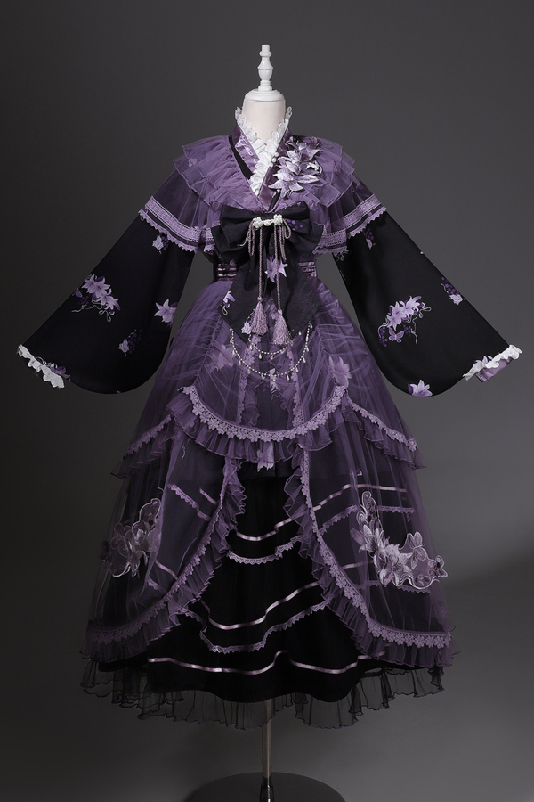 ダークチャイナクロスカラードレス+オーバードレス+スカート