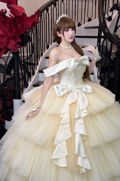 [Vorbestellung bis 31. März] Ewiger Edelstein-Hochzeitsrock + Schal + Ärmel + Schleier + Schleppe