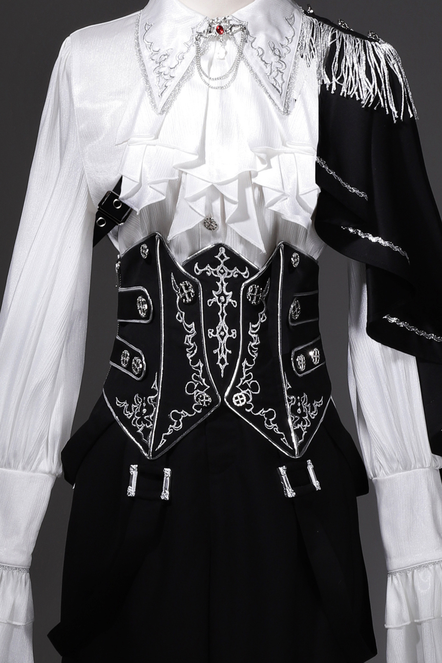 モノクロ皇子トップス+コルセット+パンツ