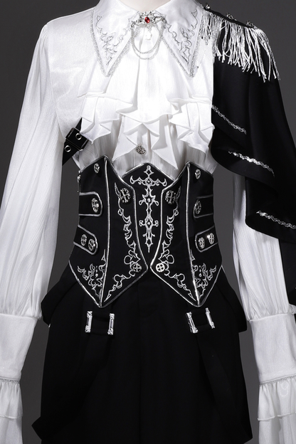 モノクロ皇子トップス+コルセット+パンツ