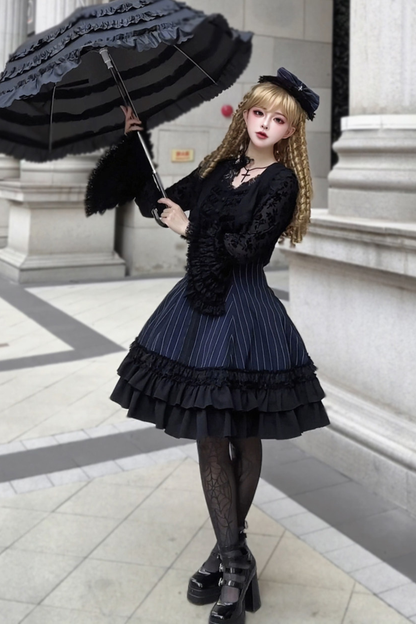 修身哥特蘿莉塔吊帶裙+外套