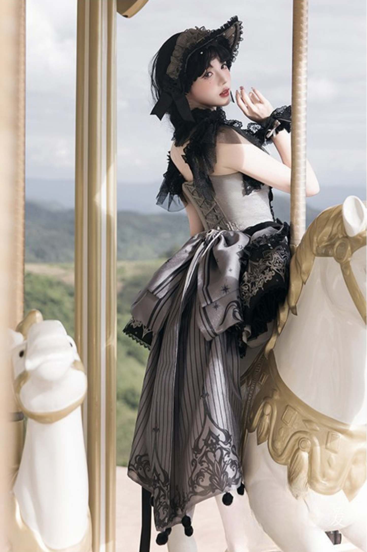 【2月28日予約締切】ダークシルバーレースロリータドレス+BNT+ネックアクセサリー