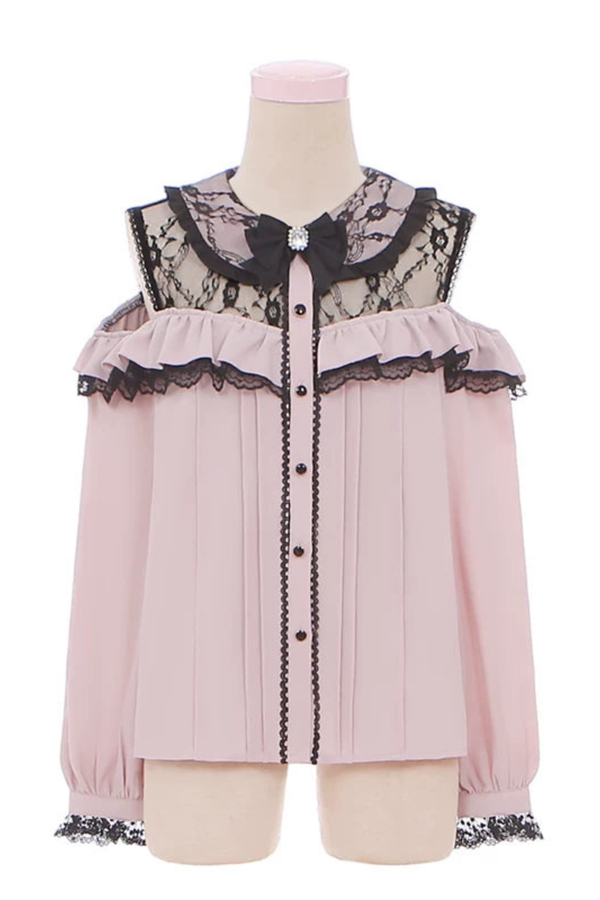 レースオフショルダーシャツ+スカート