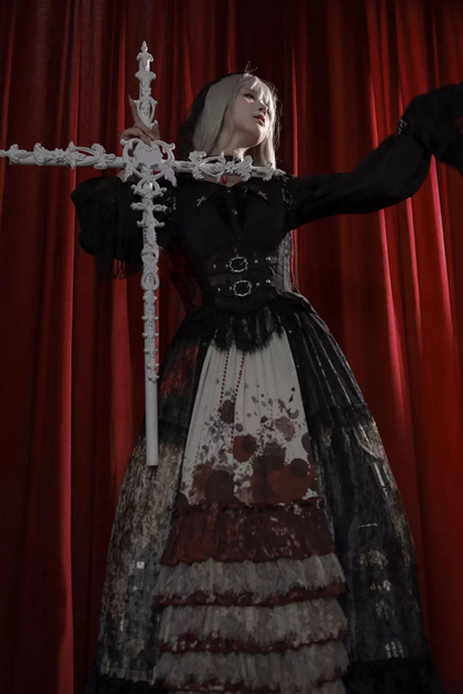 ゴシックロリータダークジャンパースカート+シャツ