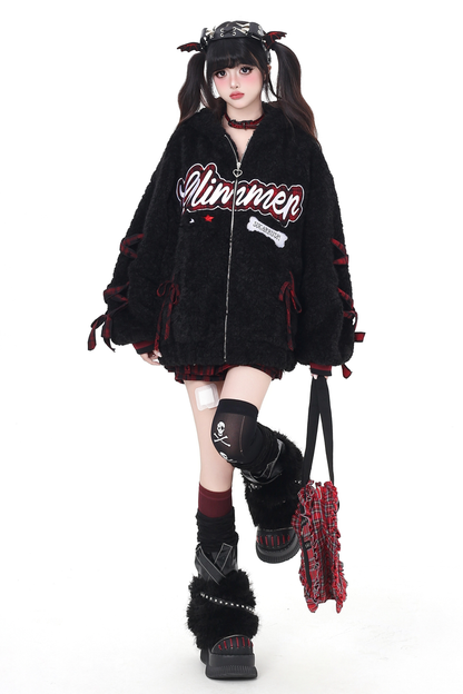 Logo lace-up arm lambswool jacket