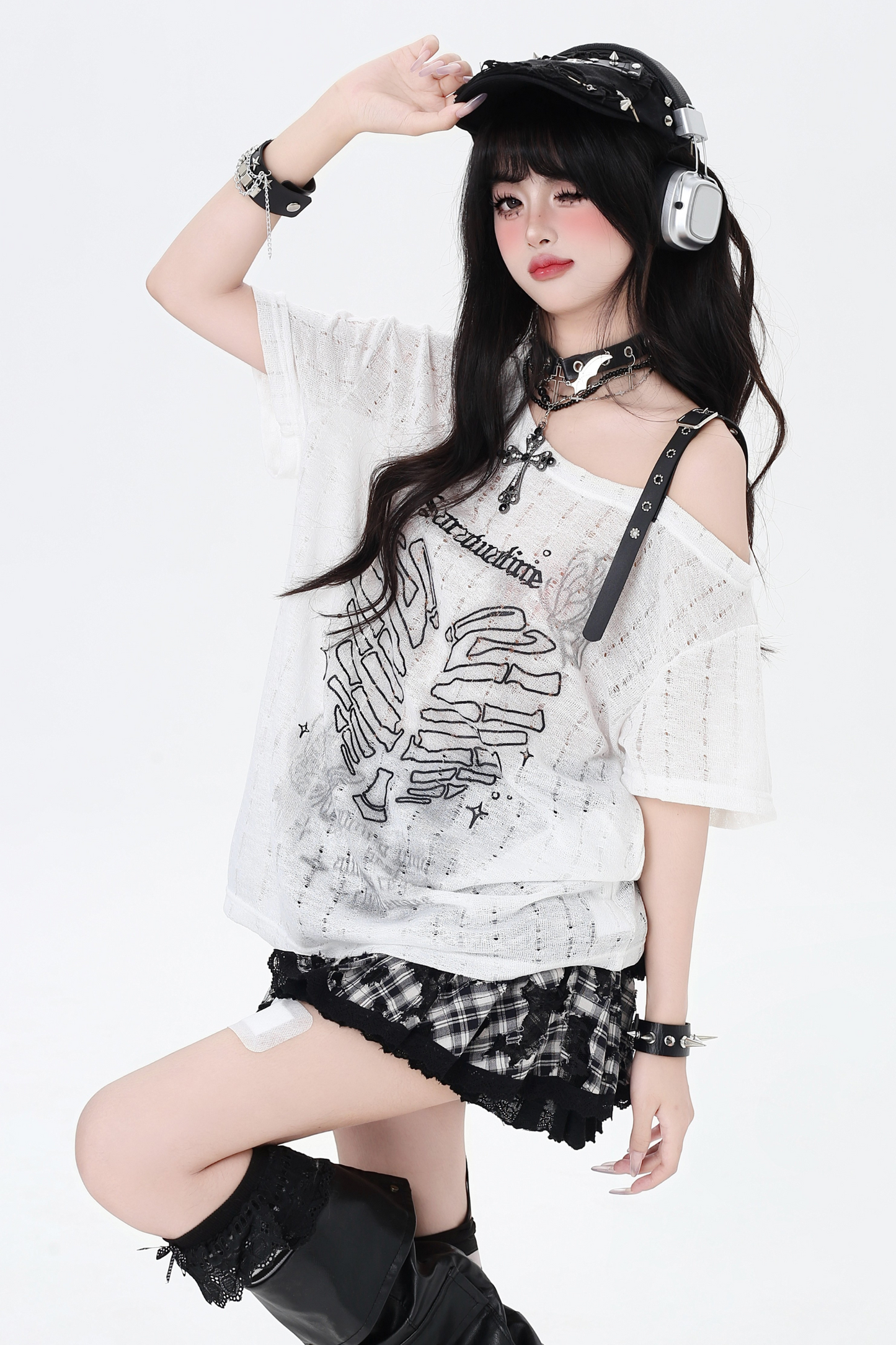 Skull Heart Strapless Top