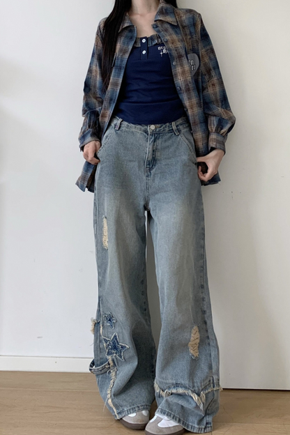 Check Loose Shirt + Tank Top