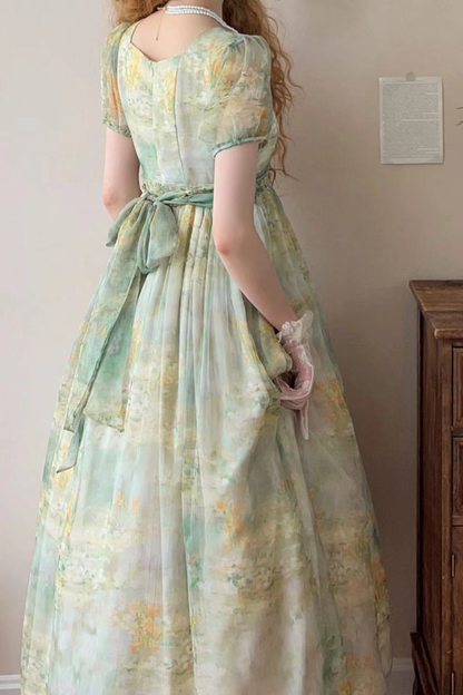 マーブルアートハイウエストマークロリータドレス