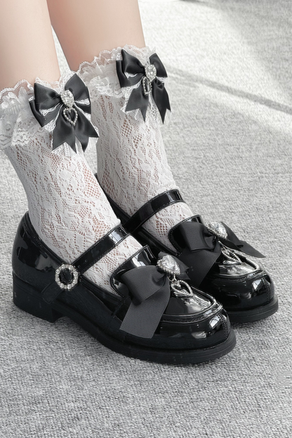 Ribbon Lace-Up Mary Jane Shoes