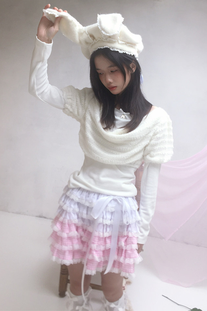 Draped Collar Knitted Top