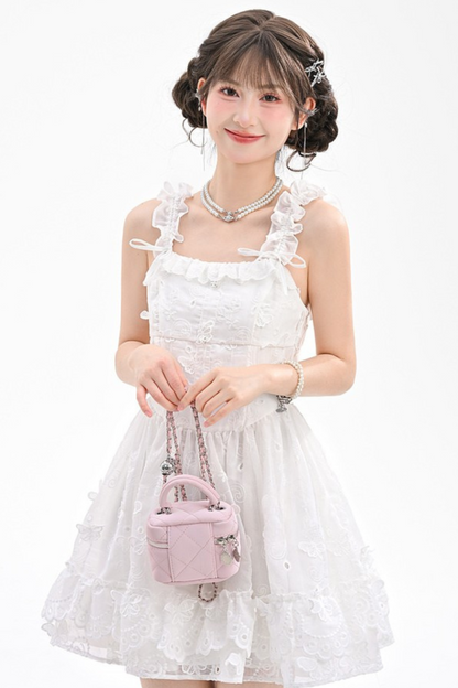 Sweet Style Pure White Girl Puffy Dress