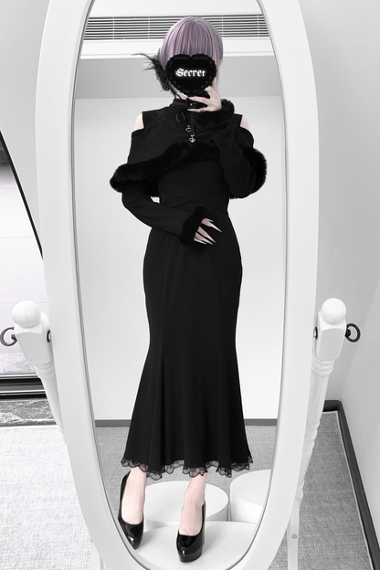 オフショルダークリアマーメイドワンピース